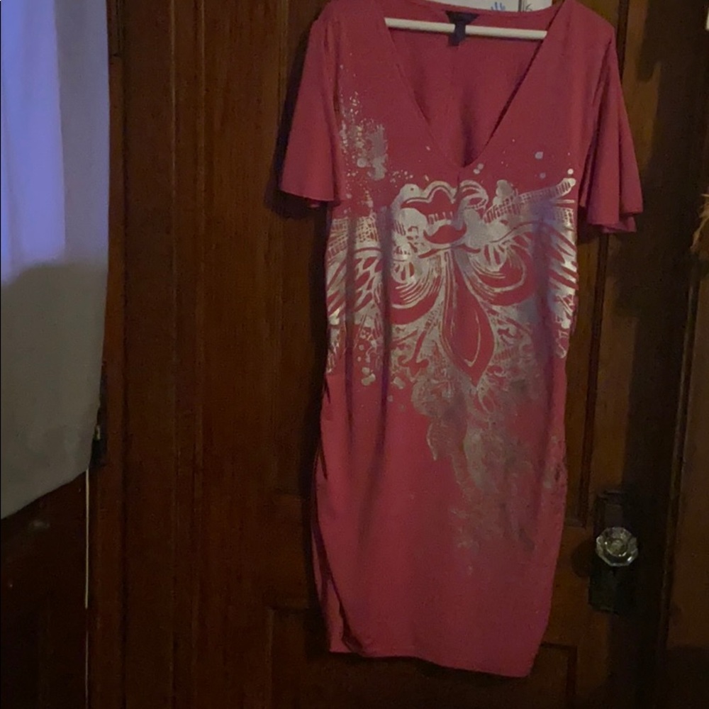 Size 1x, Pink Dereon fitted dress